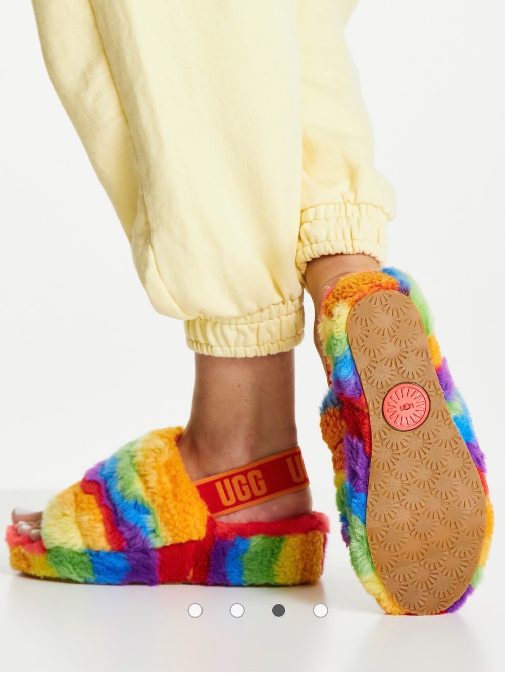 UGG Fluff Yeah Tie-Dye Rainbow Pride Slide Sz 12 - Picture 11 of 15